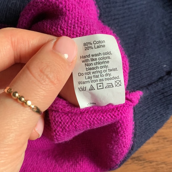 J Crew navy and purple striped wool sweater - Picture 7 of 7